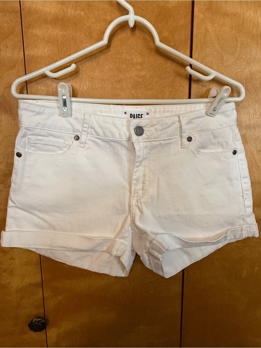 EUC - PAIGE White Denim Cuffed Shorts size 27